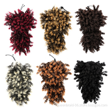 High Puff Afro Kinky Curly Synthetic Ponytail with Bang Ponytail Hair Extension Drawstring Short Afro Ponytail Clip in for Women